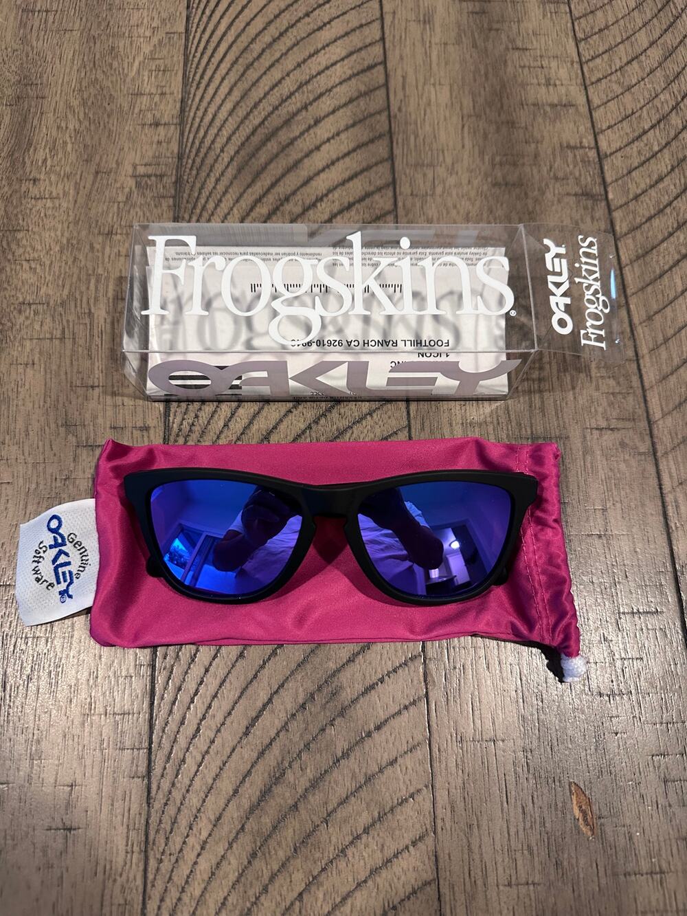 Oakley Frogskins Sunglasses Matte Black / Violet Iridium OO9013-24-298 w/ Box